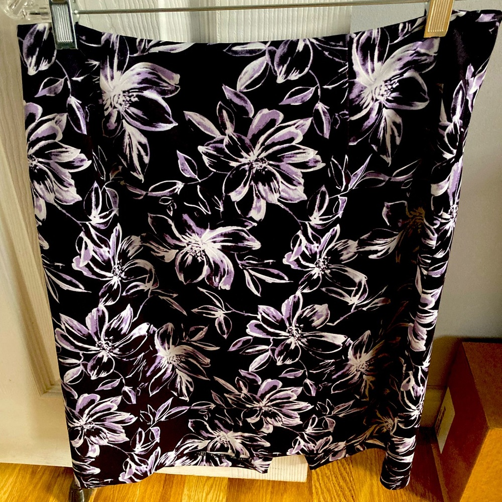 Purple and white floral skirt.